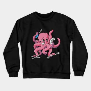 Octopus as mechanic with tool Crewneck Sweatshirt